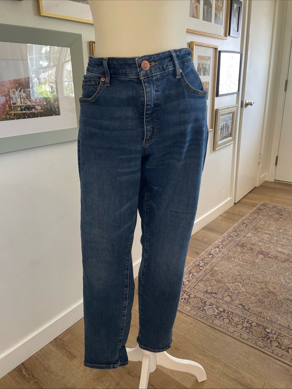Ann Taylor LOFT Curvy Skinny Crop High-Rise Straight Jeans Dark Wash Sz 30/10